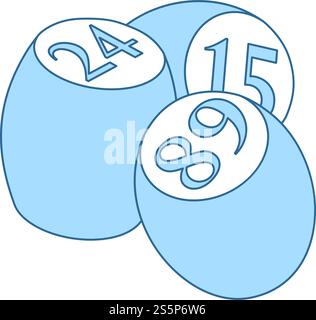 Barilotti di bingo e la relativa icona. Linea sottile con riempimento blu Design. Illustrazione Vettoriale. Illustrazione Vettoriale