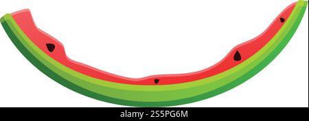 Icona del pezzo di anguria mangiata. Cartone animato dell'icona vettoriale del pezzo di anguria mangiata per il web design isolato su sfondo bianco. Icona del pezzo di anguria mangiata, stile cartoni animati Illustrazione Vettoriale
