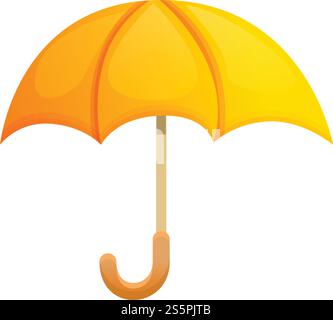 Icona gialla dell'ombrello piovoso. Cartone animato con icona vettoriale gialla per il design web isolato su sfondo bianco. Icona gialla dell'ombrello piovoso, stile cartone animato Illustrazione Vettoriale