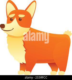 Icona canina del cane corgi. Cartone animato dell'icona vettoriale canina del cane corgi per il web design isolato su sfondo bianco. Icona canina del cane corgi, stile cartoni animati Illustrazione Vettoriale