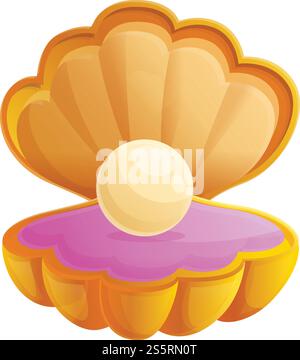 Icona conchiglia perla. Cartone animato dell'icona vettoriale della shell perlata per il web design isolato su sfondo bianco. Icona conchiglia perla, stile cartone animato Illustrazione Vettoriale