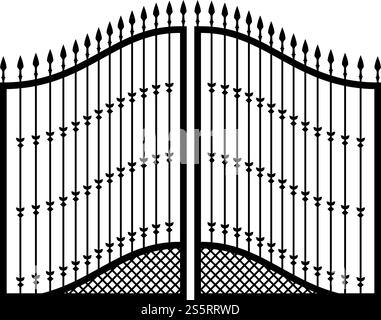 Icona dei cancelli forgiati illustrazione vettoriale di colore nero immagine semplice in stile piatto. Icona cancelli forgiati immagine vettoriale di colore nero immagine piatta Illustrazione Vettoriale