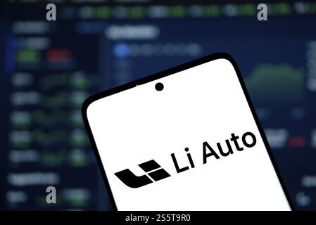Il logo li auto viene visualizzato sullo smartphone. Li Auto Inc è un'azienda cinese produttrice di veicoli elettrici Foto Stock