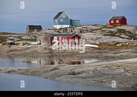 Insediamento Inuit Roedebay a Disko Bay, Groenlandia, Nord America Foto Stock