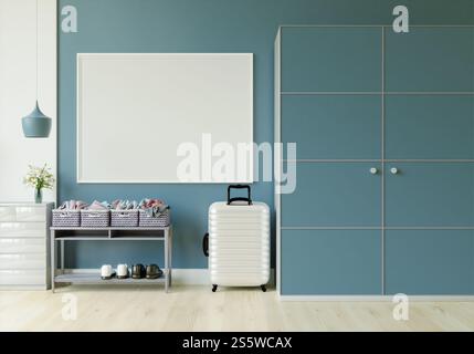 Deposito con armadi, scaffali, bagagli e cornici per immagini. Foto Stock