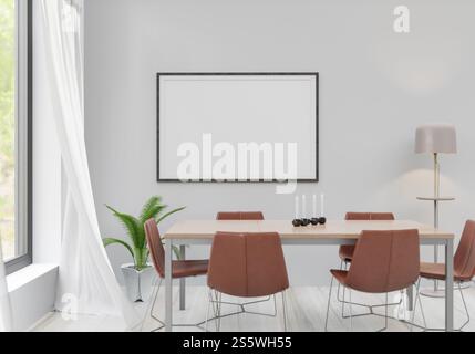 Sala ufficio con scrivania e struttura a parete, in stile 3D. Foto Stock