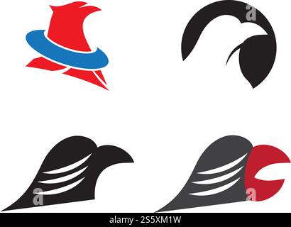 Impostare Falcon Eagle birdWave Logo modello vettore simbolo natura Illustrazione Vettoriale