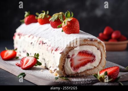 Torta, fragole e frutta. Crostata estiva. Generare intelligenza artificiale Foto Stock