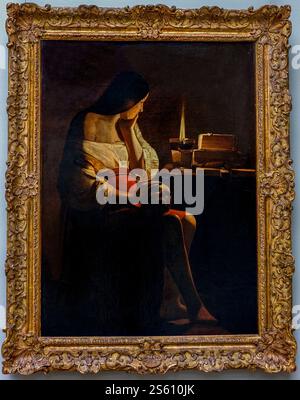 Parigi, Francia, dettaglio, esposizione, Museo del Louvre, Galleria francese di dipinti storici, artista: George de la Tour "Maddalena allo specchio" (1635-1640) Foto Stock