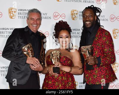 Lee Riley, Mica Ven e Marcus Luther partecipano ai Virgin Media British Academy Television Awards 2022 al Royal Festival Hall di Londra, Inghilterra, Regno Unito. Domenica 8 maggio 2022 Foto Stock