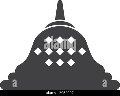 Stupa tempio logo flat design vettore Illustrazione Vettoriale