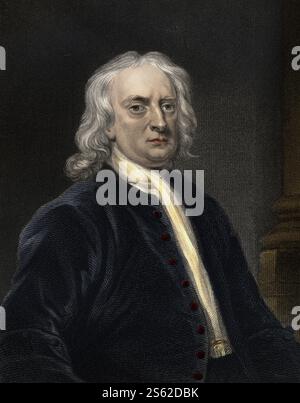 Sir Isaac Newton 1642-1727, fisico e matematico inglese Foto Stock