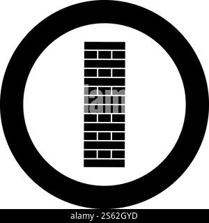 Mattoni colonne in pila gioco per adulti e bambini giochi da tavolo icona a blocchi di legno in cerchio di colore nero illustrazione vettoriale piatta immagine semplice. Mattoni colonne in pila gioco per adulti e bambini giochi da tavolo icona di blocco di legno in cerchio di colore nero illustrazione vettoriale immagine in stile piatto Illustrazione Vettoriale