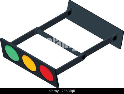 Icona dei semafori orizzontali. Isometrico dell'icona vettoriale dei semafori orizzontali per il web design isolato su sfondo bianco. Icona dei semafori orizzontali, stile isometrico Illustrazione Vettoriale
