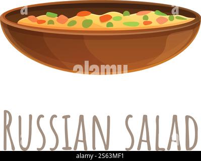 Icona dell'insalata russa. Cartone animato dell'icona russa del vettore di insalate per il web design isolato su sfondo bianco. Icona dell'insalata russa, stile cartoni animati Illustrazione Vettoriale