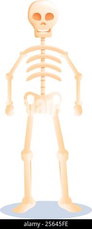 Carina icona dello scheletro di halloween. Cartoni animati di una graziosa icona vettoriale di halloween per il web design isolata su sfondo bianco. Simpatica icona di halloween, stile cartoni animati Illustrazione Vettoriale