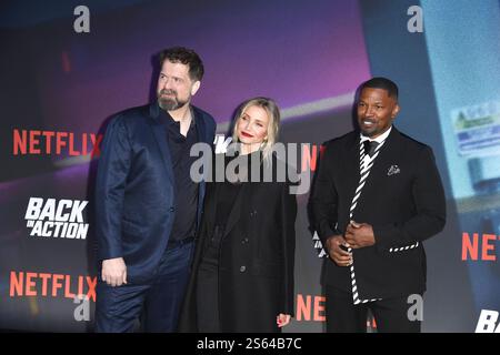 Regisseur Seth Gordon, Cameron Diaz und Jamie Foxx bei der „Back in Action“ Kino Premiere AM 15.01.2025 a Berlino Foto Stock