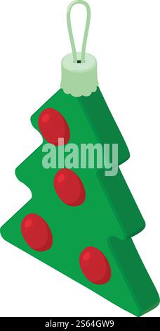 Icona giocattolo dell'albero di Natale. Icona isometrica del vettore giocattolo dell'albero di natale per il web design isolata su sfondo bianco. Icona del giocattolo dell'albero di Natale, stile isometrico Illustrazione Vettoriale