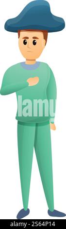 Icona dell'ospedale mentale di Napoleone. Cartone animato di Napoleone icona vettoriale dell'ospedale mentale per il web design isolato su sfondo bianco. Icona dell'ospedale mentale di Napoleone, stile cartone animato Illustrazione Vettoriale
