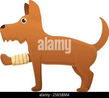 Icona cane rotto gamba. Cartoni animati con icona vettoriale gamba rotta cane per il web design isolato su sfondo bianco. Icona cane rotto gamba, stile cartone animato Illustrazione Vettoriale