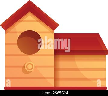 Icona della casa degli uccelli in legno. Cartoni animati di un'icona vettoriale di una casa di uccelli in legno per il web design isolato su sfondo bianco. Icona della casa degli uccelli in legno, stile cartoni animati Illustrazione Vettoriale