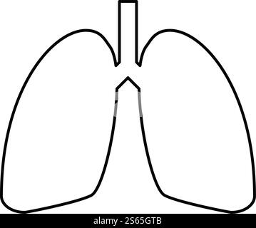 L'icona umana dei polmoni delinea l'illustrazione vettoriale di colore nero stile piatto immagine semplice. L'icona umana dei polmoni delinea l'illustrazione vettoriale di colore nero immagine in stile piatto Illustrazione Vettoriale