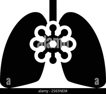Coronavirus polmoni danneggiati Corona virus atack mangiare polmone Concept Covid 19 infetto tubercolosi icona nero colore vettore illustrazione stile piatto immagine semplice. Coronavirus polmoni danneggiati Corona virus atack mangiare polmone Concept Covid 19 infetto tubercolosi icona nero colore vettore immagine piatta Illustrazione Vettoriale