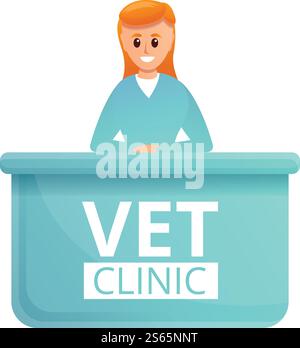 Icona di accoglienza clinica veterinaria. Cartoni animati dell'icona del vettore di ricezione clinica veterinaria per il web design isolato su sfondo bianco. Icona della reception della clinica veterinaria, stile cartoni animati Illustrazione Vettoriale
