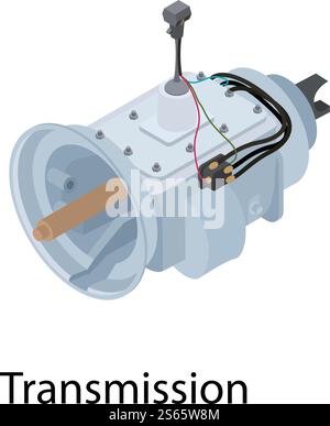 Icona della trasmissione. Icona isometrica del vettore di trasmissione per la progettazione Web isolata su sfondo bianco. Icona della trasmissione, stile isometrico Illustrazione Vettoriale