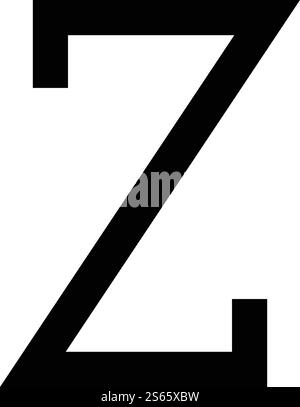 Simbolo greco Zeta, lettera maiuscola, icona del carattere maiuscolo, colore nero, immagine vettoriale, stile piatto immagine semplice. Simbolo greco Zeta, lettera maiuscola, icona del carattere maiuscolo, illustrazione vettoriale di colore nero, immagine piatta Illustrazione Vettoriale