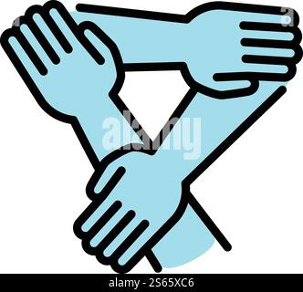 Icona della coesione triangolare. Icona vettoriale di coesione a triangolo delineato per la progettazione Web isolata su sfondo bianco. Icona coesione triangolare, stile contorno Illustrazione Vettoriale