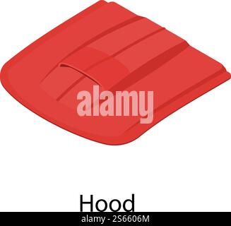 Icona cofano. Icona isometrica del vettore del cofano per la progettazione Web isolata su sfondo bianco. Icona del cofano, stile isometrico Illustrazione Vettoriale