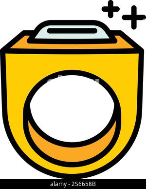 Icona dell'anello Hiphop oro. Contorno dell'icona del vettore ad anello dell'hiphop oro per il web design isolato su sfondo bianco. Icona ad anello Hiphop oro, stile contorno Illustrazione Vettoriale