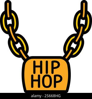 Icona della collana HipHop. Contorno dell'icona vettoriale della collana Hiphop per il design Web isolato su sfondo bianco. Icona della collana HipHop, stile del contorno Illustrazione Vettoriale