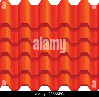 Icona tetto rosso telaio. Cartoni animati con icona vettoriale rossa del tetto per il design del Web isolato su sfondo bianco. Icona del tetto rosso con cornice, stile cartone animato Illustrazione Vettoriale