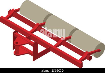 Icona rullo macchine agricole. Icona isometrica del vettore a rulli per macchine agricole per la progettazione di nastri isolata su sfondo bianco. Icona rullo macchine agricole, stile isometrico Illustrazione Vettoriale