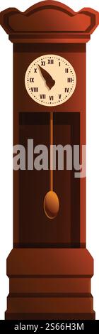 Icona orologio a pendolo. Cartone animato dell'icona del vettore di clock a pendolo per la progettazione Web isolato su sfondo bianco. Icona orologio a pendolo, stile cartone animato Illustrazione Vettoriale