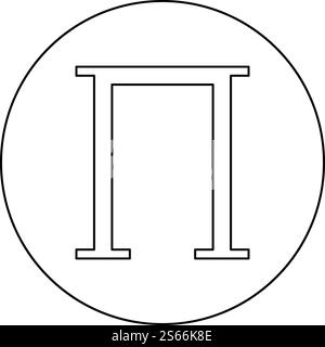 PI simbolo greco lettera maiuscola font icona in cerchio contorno rotondo illustrazione vettoriale colore nero immagine semplice. PI simbolo greco lettera maiuscola font icona in cerchio contorno rotondo illustrazione vettoriale colore nero immagine in stile piatto Illustrazione Vettoriale