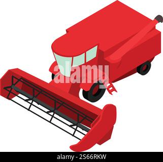 Icona mietitrebbia agricola. Icona vettoriale Isometrica della farm Combine per la progettazione Web isolata su sfondo bianco. Icona mietitrebbia agricola, stile isometrico Illustrazione Vettoriale