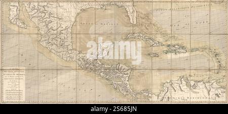 Carte des Isles Antilles et du Golfe du Mexique, avec la majeure partie de la Nouvelle Espagne. 1780 di Bonne Rigobert, Lattré Jean. Foto Stock
