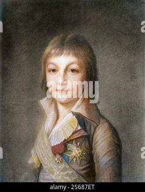 Ritratto di Luigi Carlo - delfino, Luigi XVII (1785-1795). Dopo Joseph Boze (1745-1826). Luigi XVII (nato Luigi Carlo, duca di Normandia; 27 marzo 1785 – 8 giugno 1795) Foto Stock