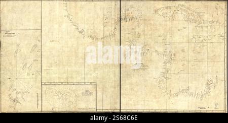 Descripcion de la costa de Tierra firme desde el cavo de la Agusa hasta la barra de Palmas diga de la Trinidad: Con todas las yslas, bajos, arresifes & CA. Leho por las latitudes y longitudes de DN. Bartolome de la Rosa. 1757 di Cierto Balentin., Rodríguez Felis. Foto Stock