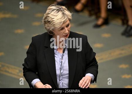 Bruxelles, Belgio. 16 gennaio 2025. Tine Gielis di CD&V nella foto di giovedì 16 gennaio 2025, durante una sessione plenaria della camera al Parlamento federale di Bruxelles. BELGA FOTO DIRK WAEM credito: Belga News Agency/Alamy Live News Foto Stock