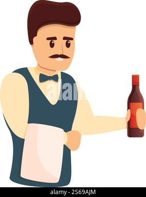Icona del sommelier del ristorante. Cartone animato dell'icona vettoriale di un sommelier di ristoranti per il web design isolato su sfondo bianco. Icona del sommelier del ristorante, in stile cartoni animati Illustrazione Vettoriale