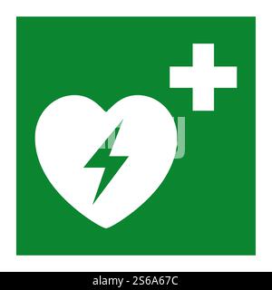 Defibrillatore automatico esterno simbolo del cuore isolato su sfondo bianco, illustrazione vettoriale EPS.10 Illustrazione Vettoriale