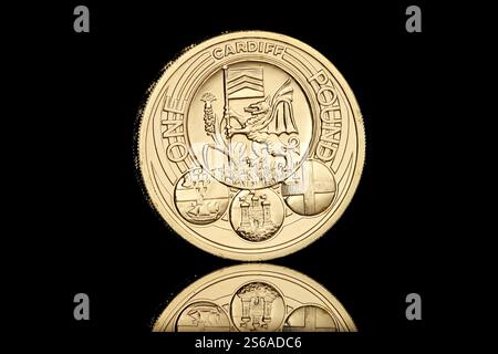 Cardiff City £1 Coin dal set di monete da 2011 sterline delle città capitali del Regno Unito. Foto Stock