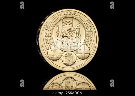 Cardiff City £1 Coin dal set di monete da 2011 sterline delle città capitali del Regno Unito. Foto Stock