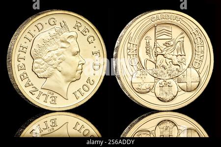 Cardiff City £1 Coin dal set di monete da 2011 sterline delle città capitali del Regno Unito. Foto Stock