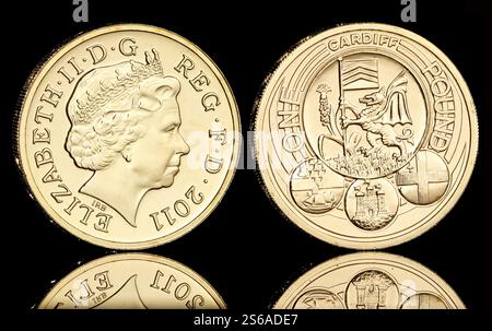 Cardiff City £1 Coin dal set di monete da 2011 sterline delle città capitali del Regno Unito. Foto Stock