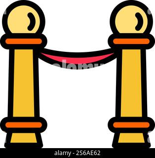 Icona della barriera museale. Delineare l'icona vettoriale della barriera museale per il web design isolato su sfondo bianco. Icona della barriera del museo, stile del contorno Illustrazione Vettoriale